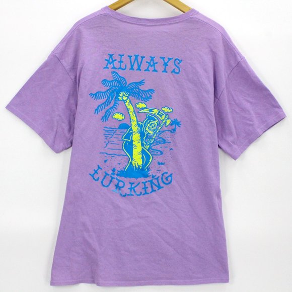 C&P Branded Men's Short Sleeve T Shirt Always Lurking Skull And Palm Trees Sz XL - Picture 1 of 9